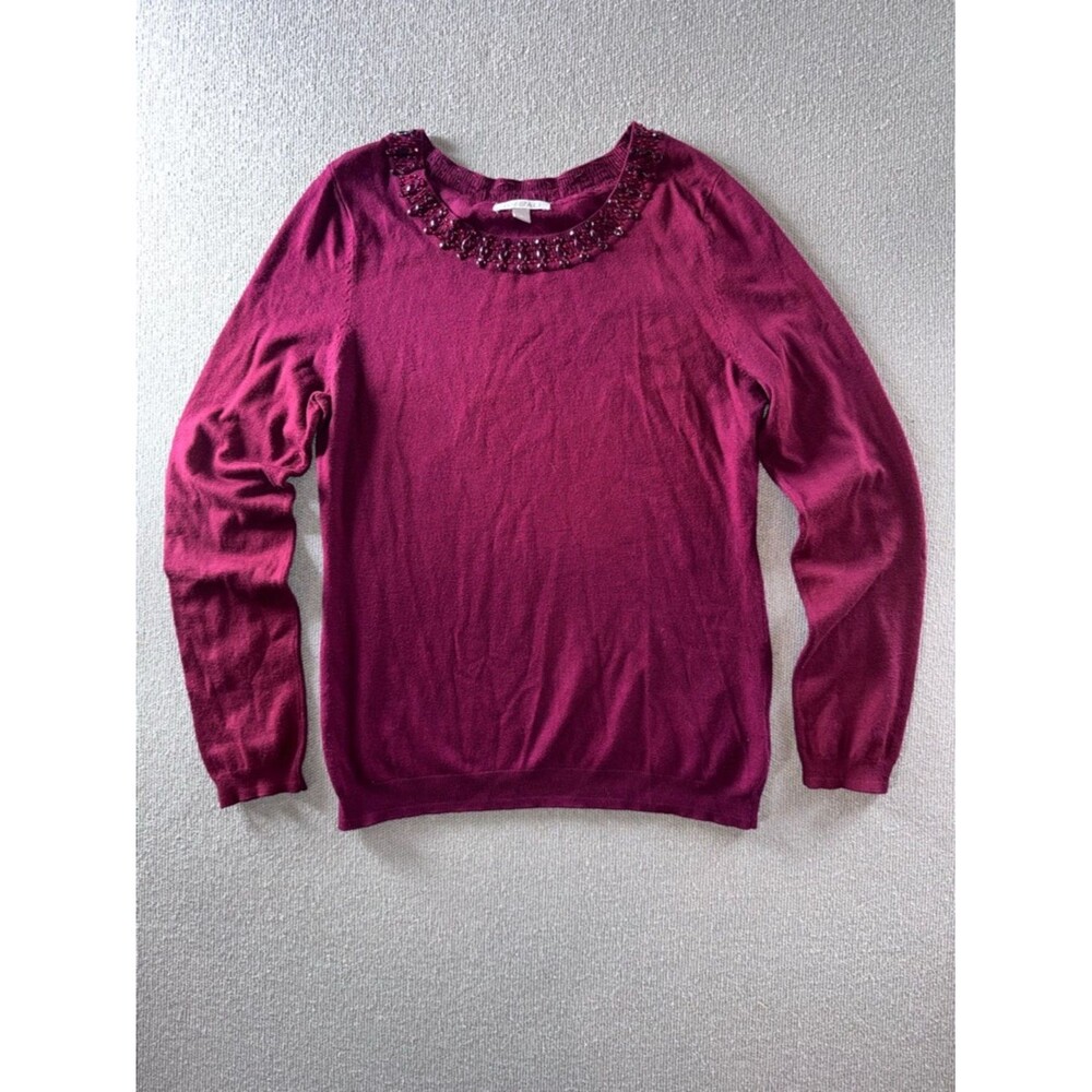 Roz & Ali size medium Beaded Crewneck Sweater
